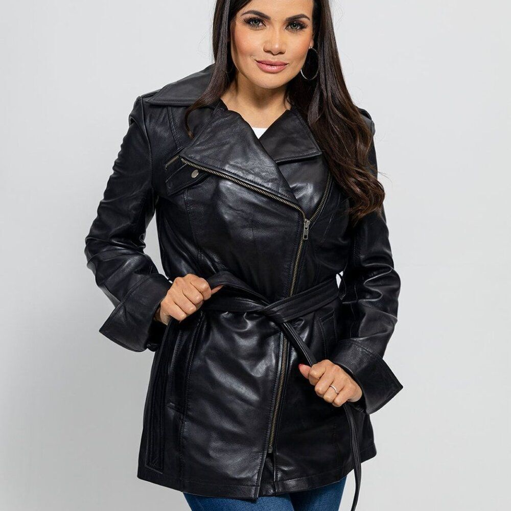 Traci Leather Trench Coat